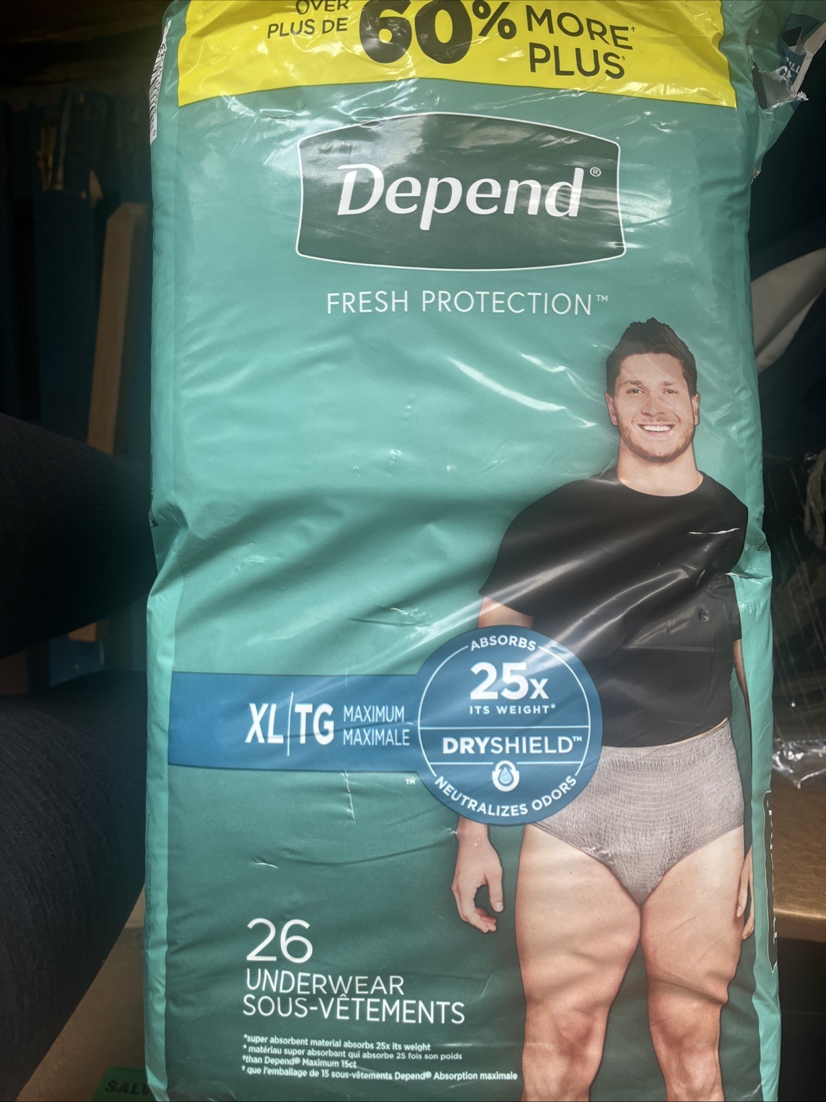 Fresh Protection Adult Incontinence Underwear for Men, Disposable, Maximum. XL