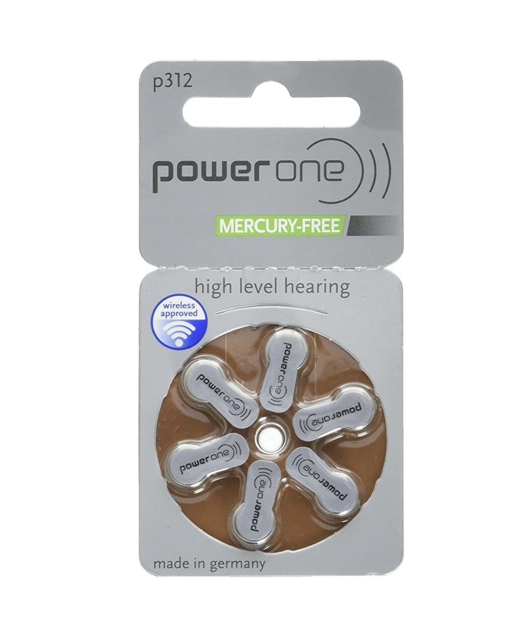 6 x Powerone Mercury Free Hearing Aid Batteries Size 312 Power one Exp. Dec 2023