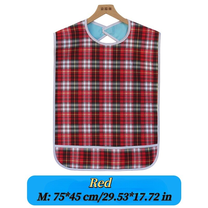 1PC Adult Checked Mealtime Bib Protector Waterproof Elder Dining Aid Apron Plaid