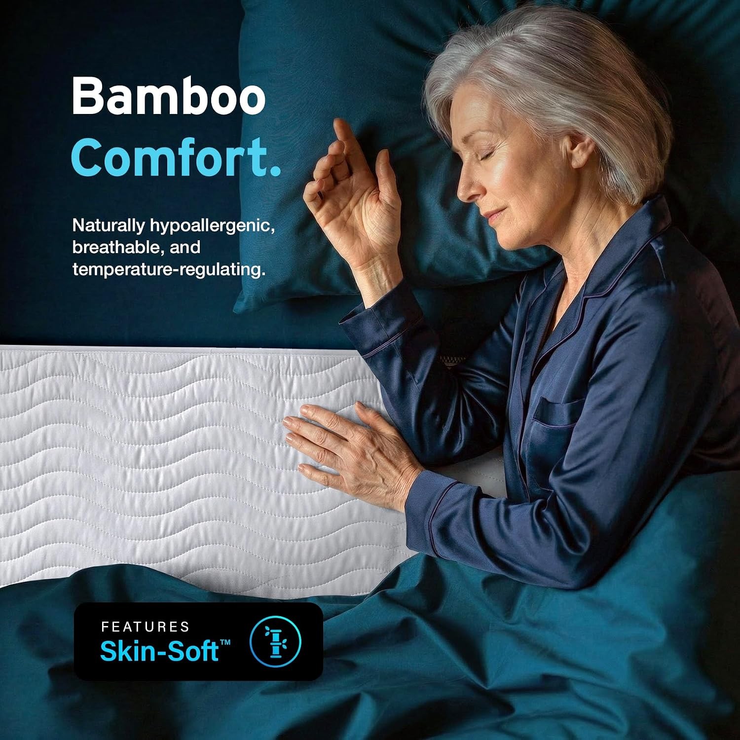 Bamboo Washable Incontinence Bed Pads for Queen Size Beds with Tucks Maxim