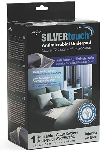 Medline SilverTouch 32×36″ Latex-Free Washable Antimicrobial Underpad-Kill Germs