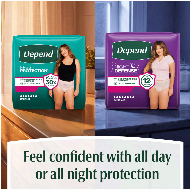 Depend Night Defense Incontinence Underwear for Women, Adult, Size XL, 48 Count