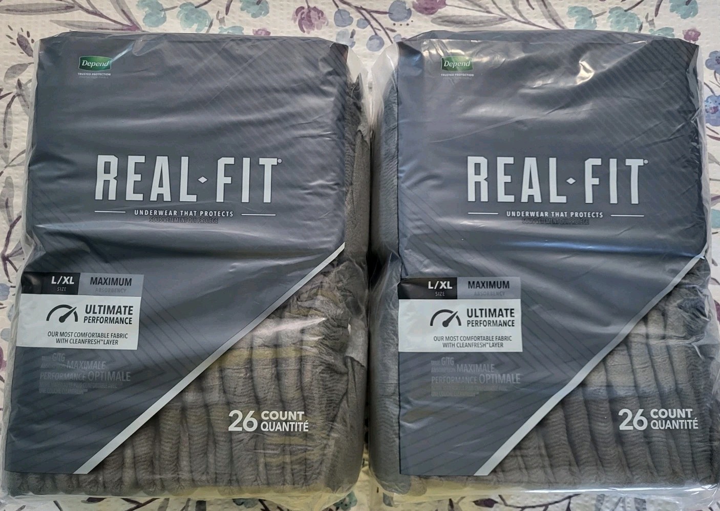 Depend Real Fit Incontinence Underwear for Men MAX Absorbency L/XL Grey 2-pack