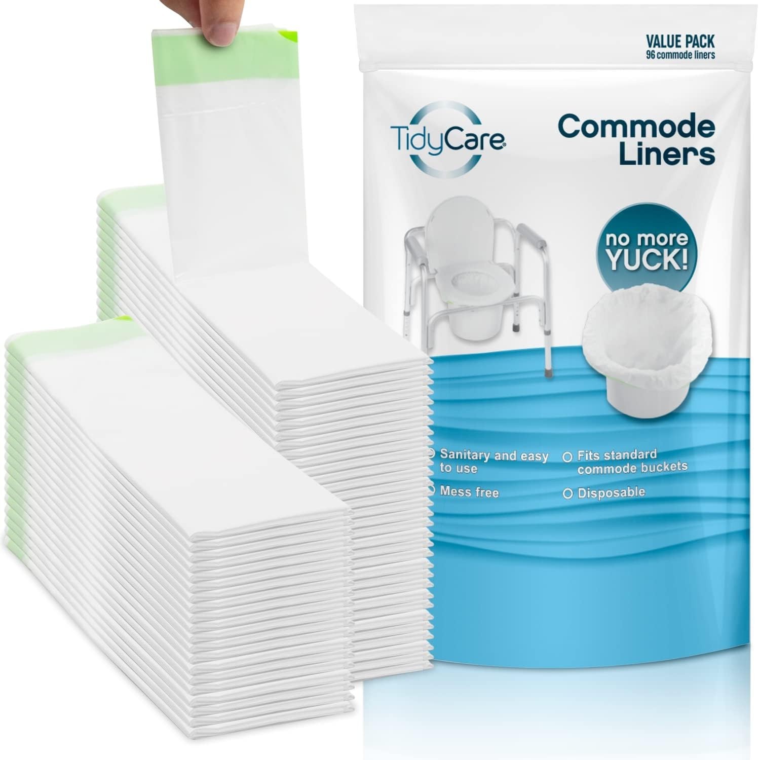 Portable Toilet Liners, 96 Disposable Waste Bags for Medical and Elder Care