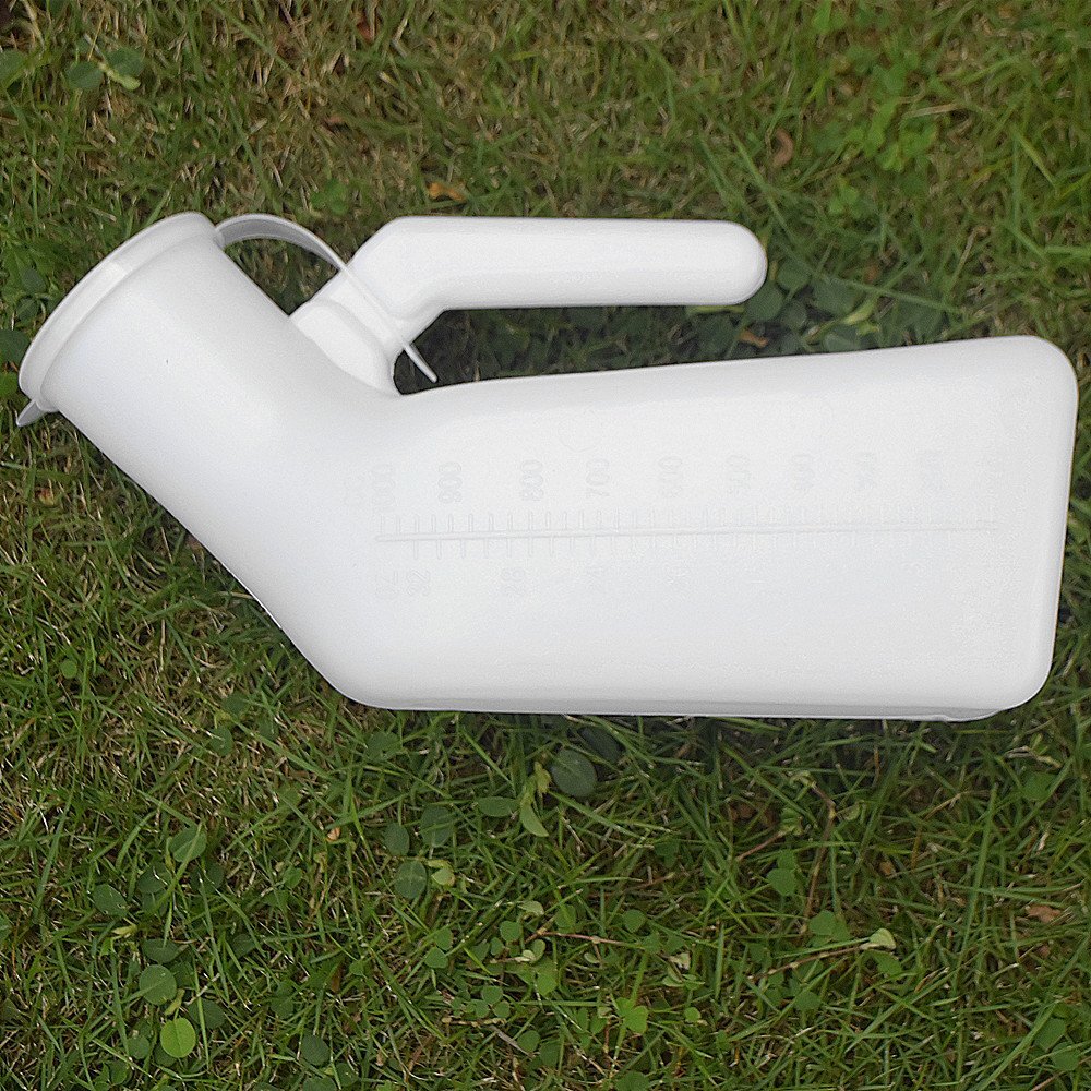 Thick Firm Male Urinal Urine Bottle with Lid 32oz./1000mL Whitepack of 2