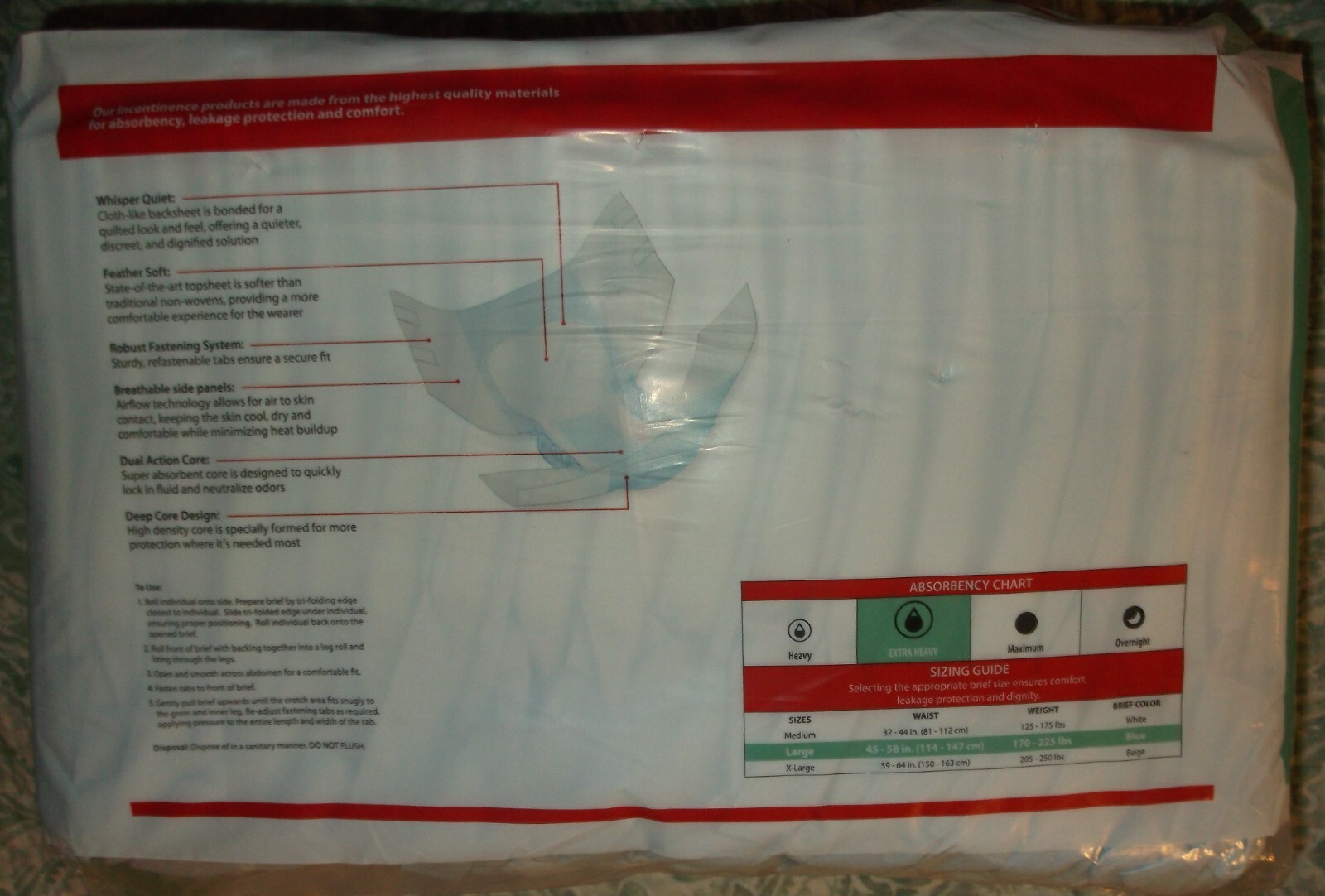 CARDINALHEALTH 18 CT ADULT DIAPERS LARGE 45 – 58 in WAIST EXTRA HEAVY WINGS NEW