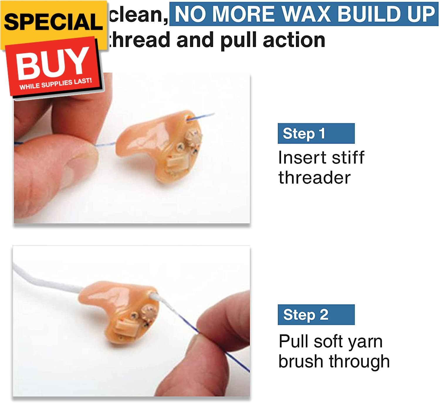 All-In-1 Hearing Aid Cleaning Kit – 1 Pack of 20 Ready-To-Use Strands – Gentle &