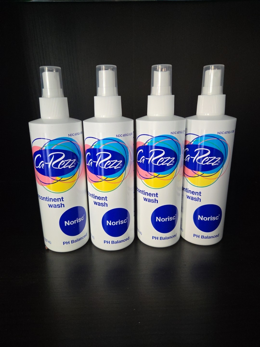 4x Ca-Rezz Incontinent Wash Spray, Norisc PH Balanced, 8 fl oz Each Bottle