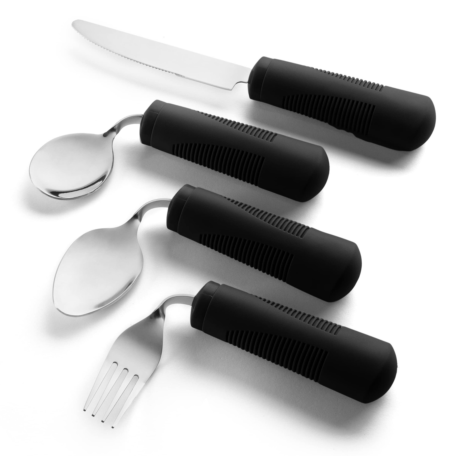 Adaptive Utensils 4-Piece Kitchen Set Weighted Non-Slip Handles for Hand Trem…