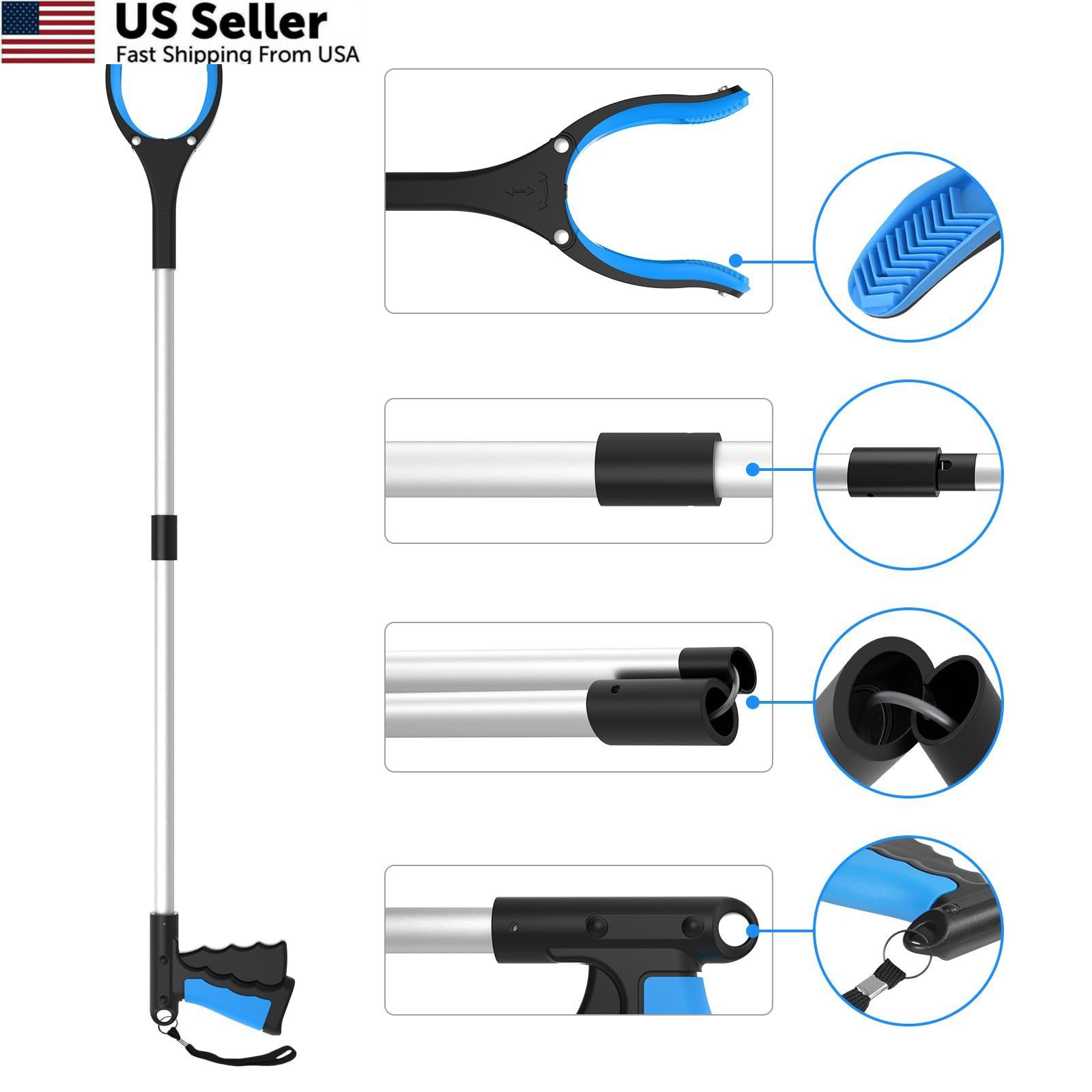 REWKCY 34″ Grabber Reacher Tool, 2-Pack Foldable 34-Inch, Blue&orange