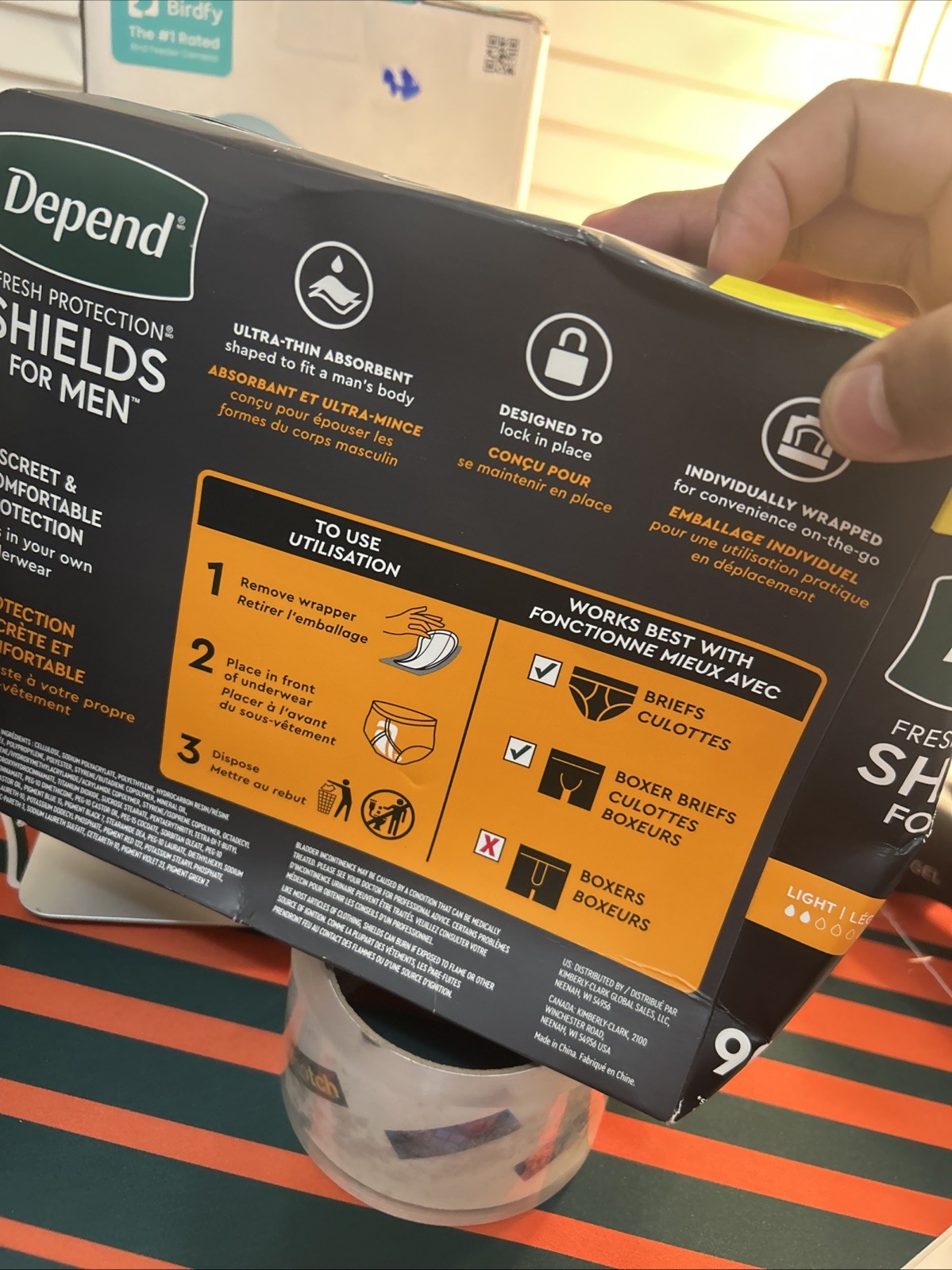 Depend Shields Incontinence Pads for Men, Light Absorbency, One Size, White