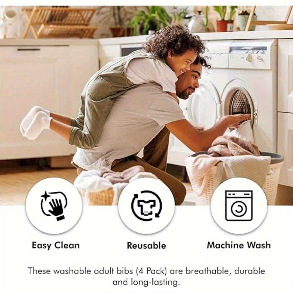 10 Pack Terry Cloth Adult Bibs/Senior Meal Time Clothing Protector w/Hook&Loop