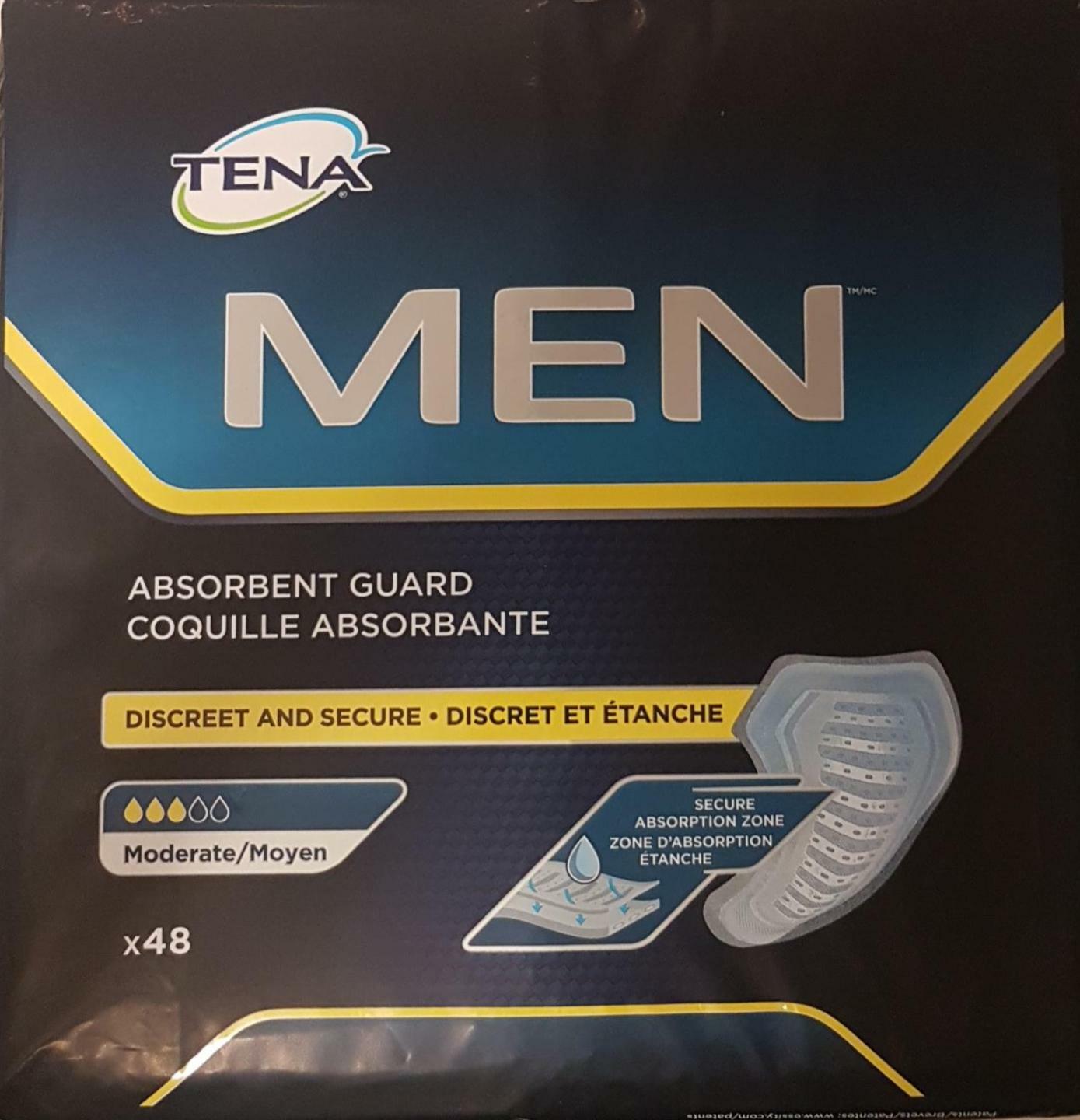tena men absorbent guard 48 counts moderate discreet, secure,protect underwear
