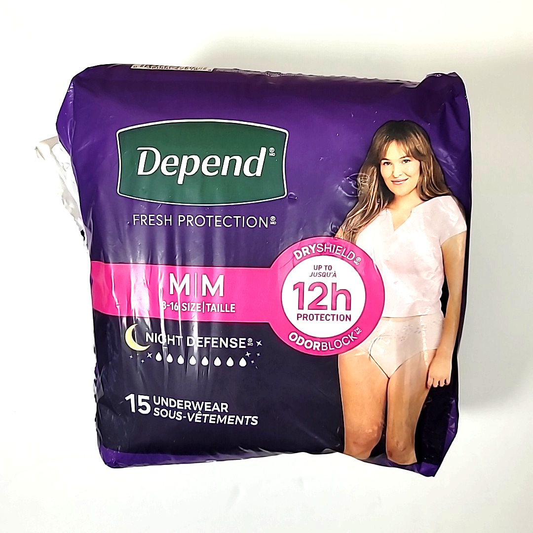 Depend Women’s 15ct Size M (8-16) Night Defense Underwear-12h Fresh Protection