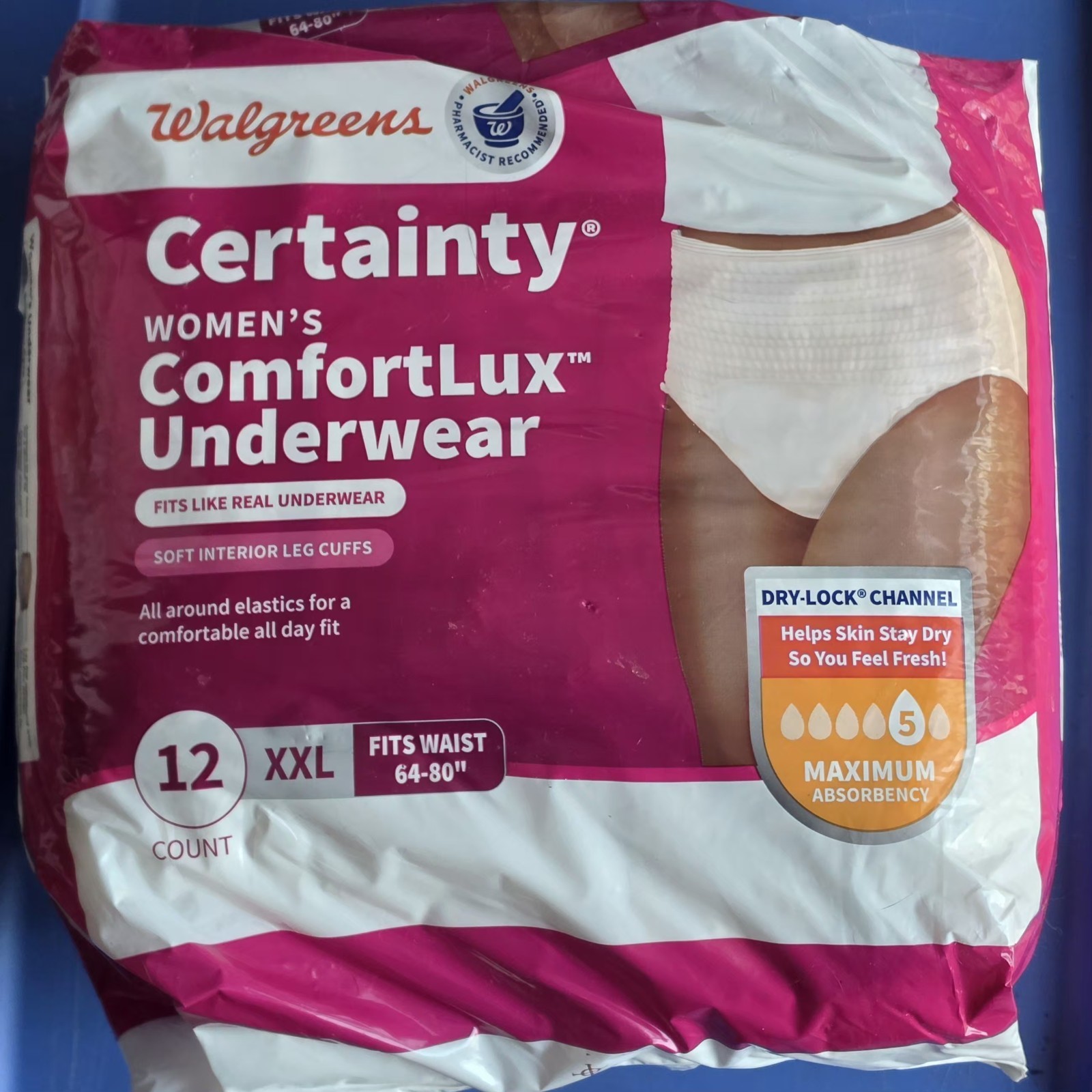 Walgreens * Certainty * Women’s ComfortLUX Underwear * XXL * 12ct MAX Absorbency