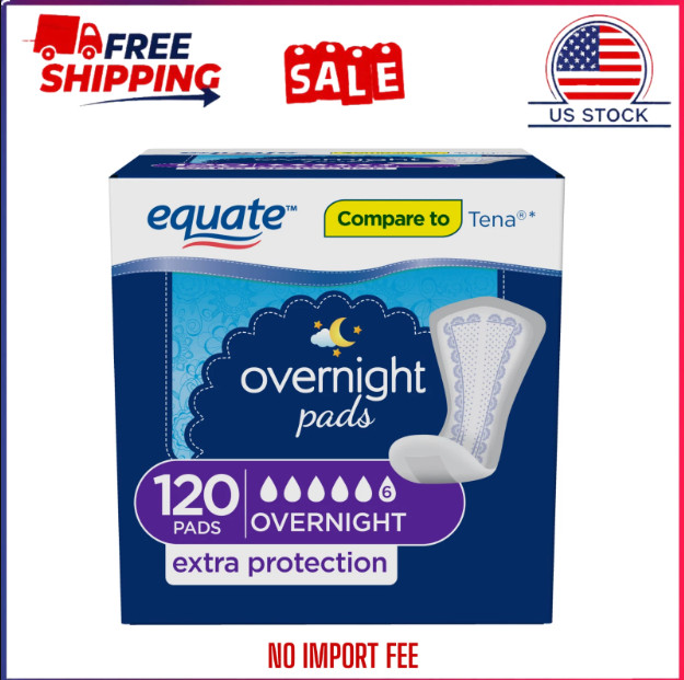 Equate Options Women’s Incontinence Pads, Unscented, Overnight (120 Count)