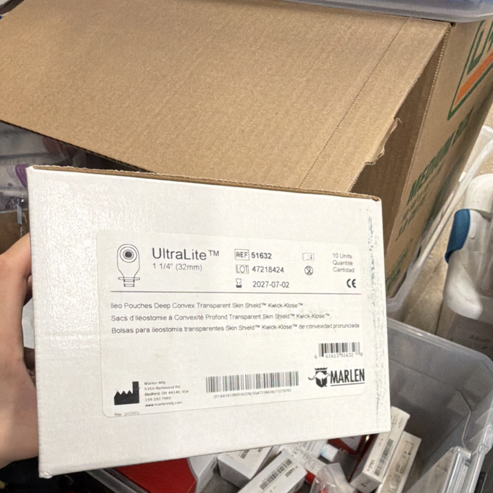 Marlen UltraLite Ileostomy Pouch Deep Convex Clear 32mm Box 10 51632