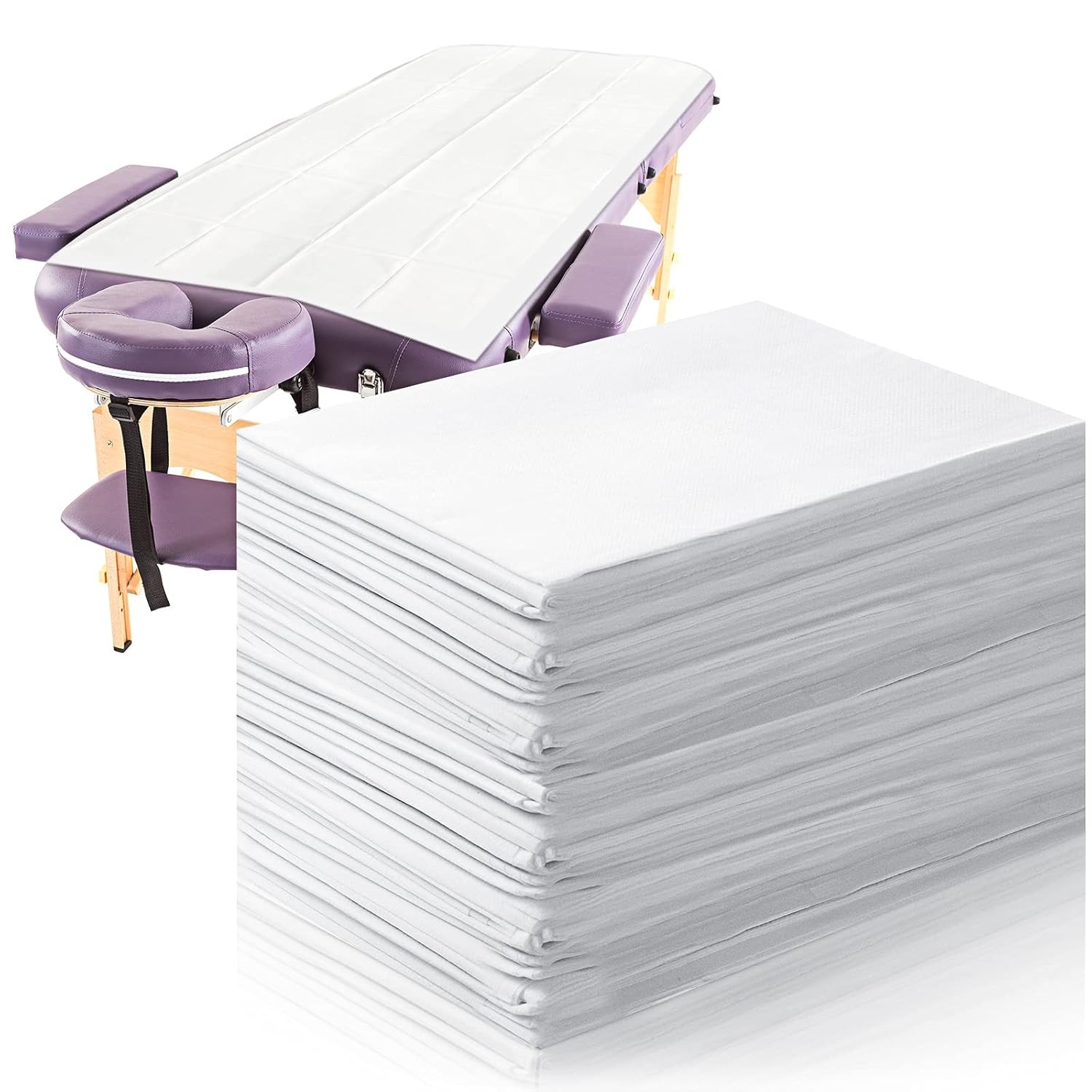 Tatuo 50 Pieces 31 x 70 Inches Disposable Bed Sheets Cover Massage White