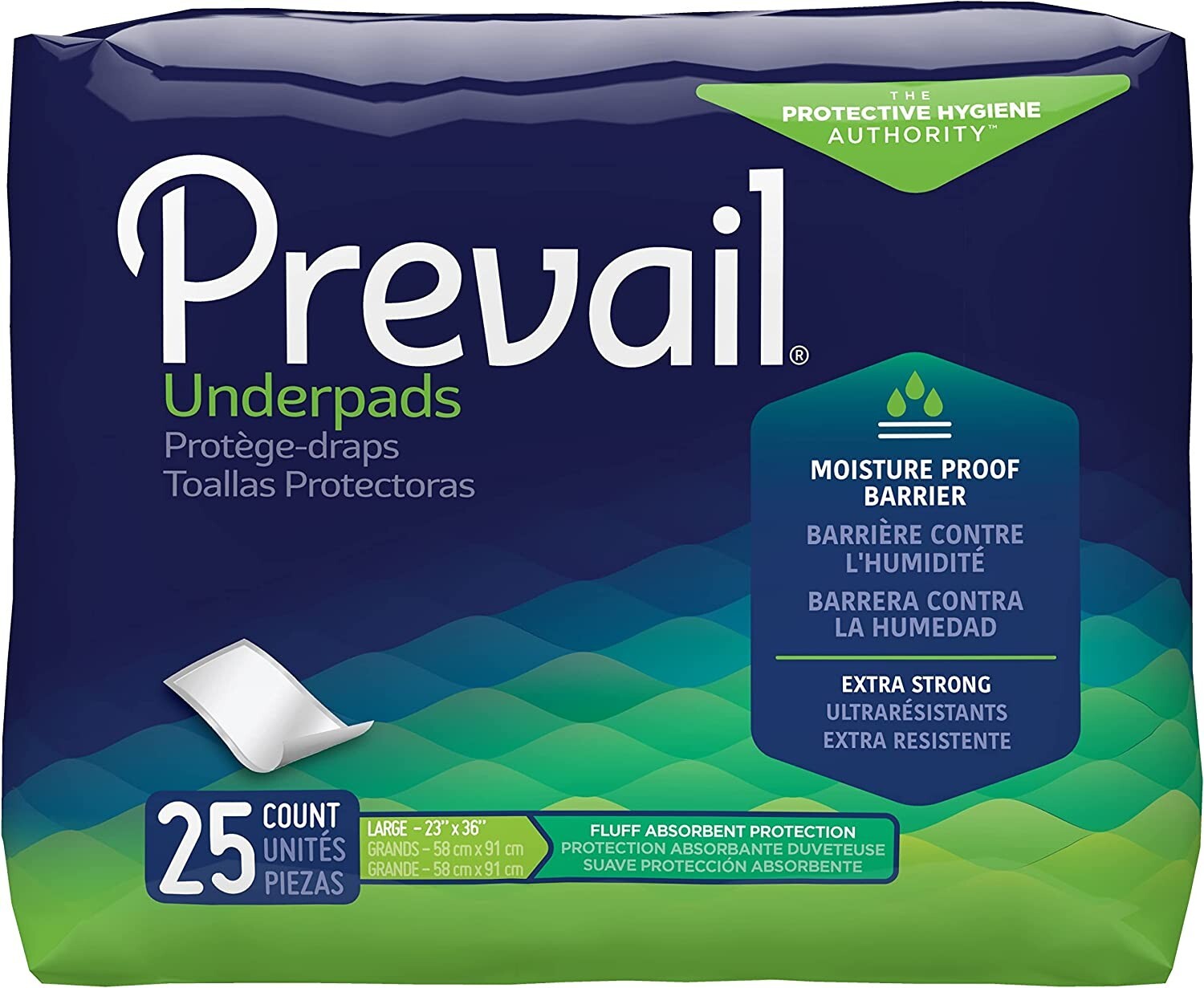 Prevail Underpad Fluff Large 23X36″ Extra Strong UP-150/1  50 pads (2pkgs of 25)
