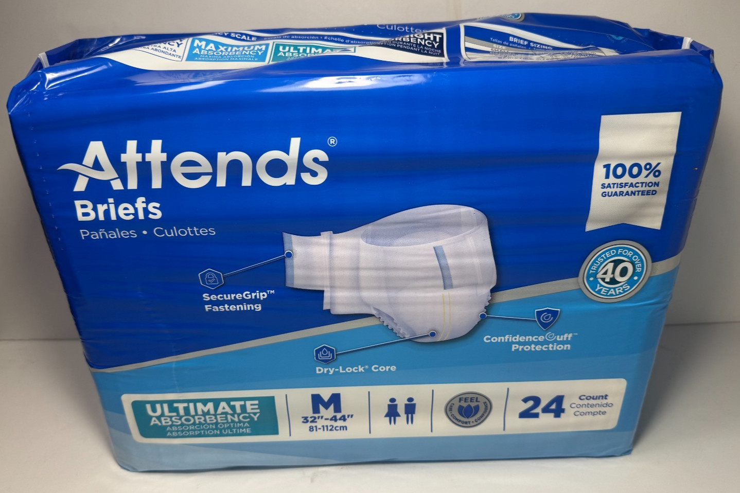 Attends Advanced Brief Tab Closure Medium Disposable Heavy Absorbency Pack of 24