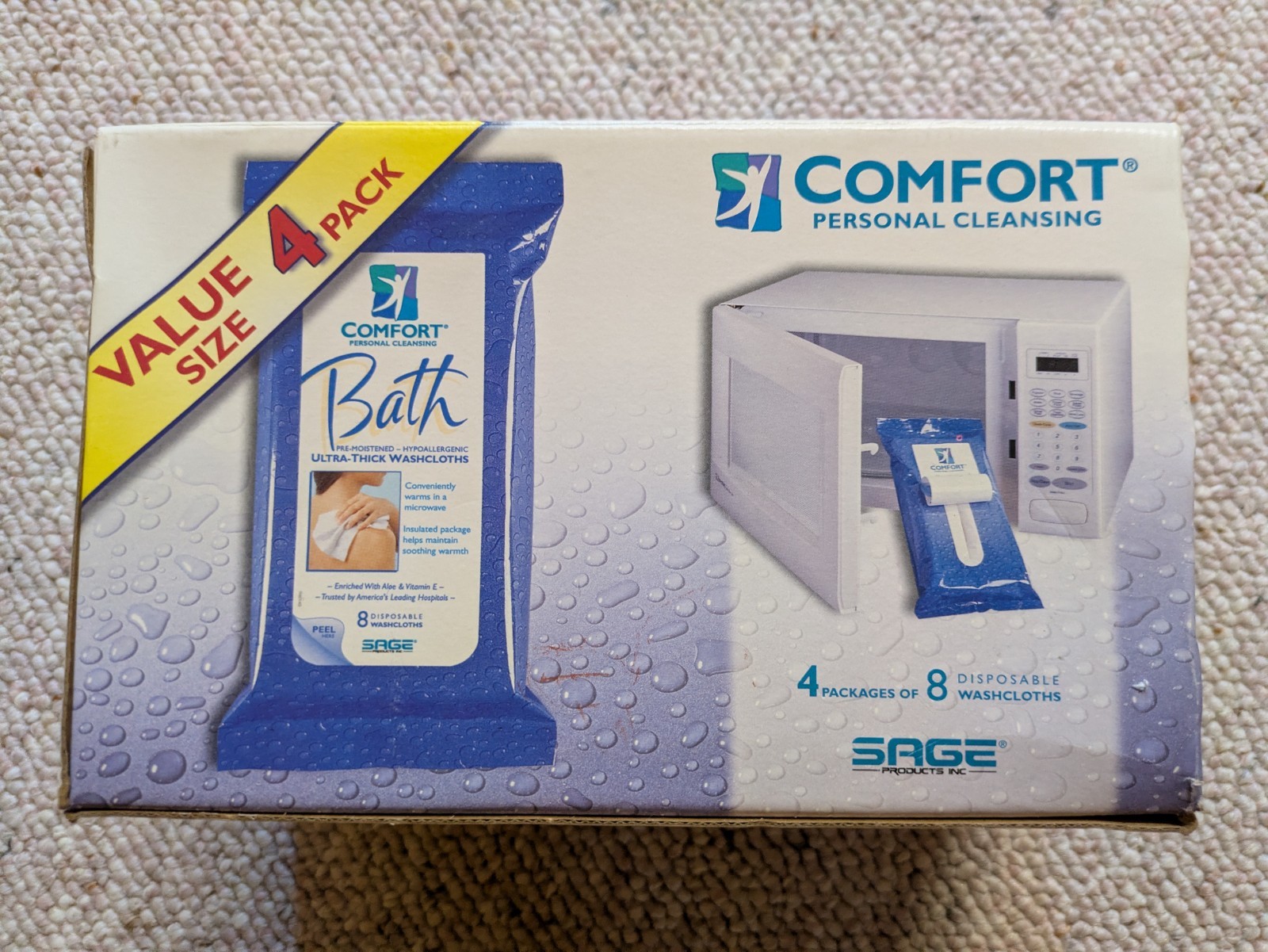 COMFORT PERSONAL CLEANSING BATH DEODORANT DISPOSABLE WASHCLOTHS 4 packages a box