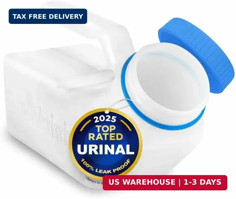 Male Urinal with Lid 32 Oz/1000 ml Capacity Medical Urine Bottle for Men