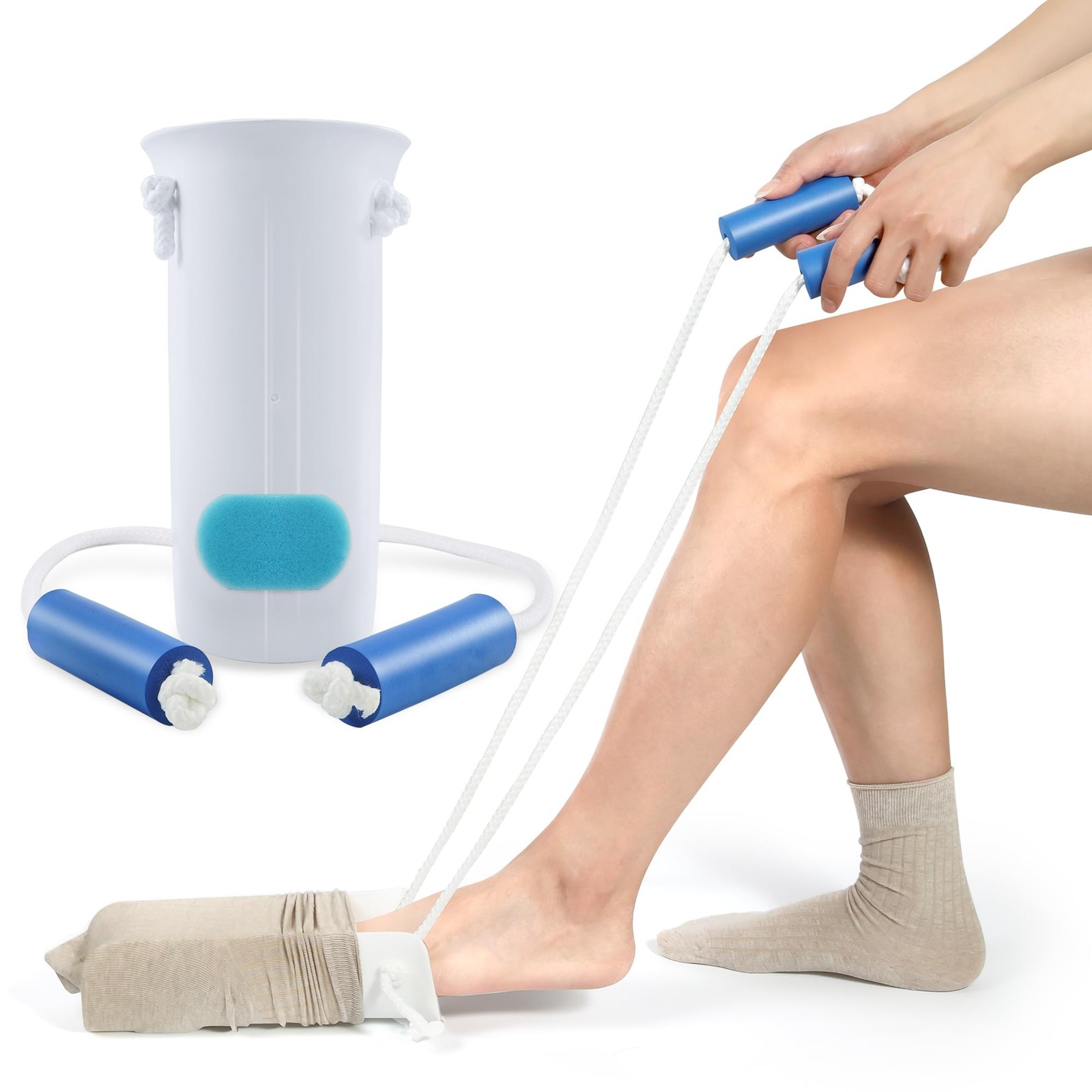 KEKOY 4INCH Sock Aid for Putting on Socks, 4.0 Inch Wide, White