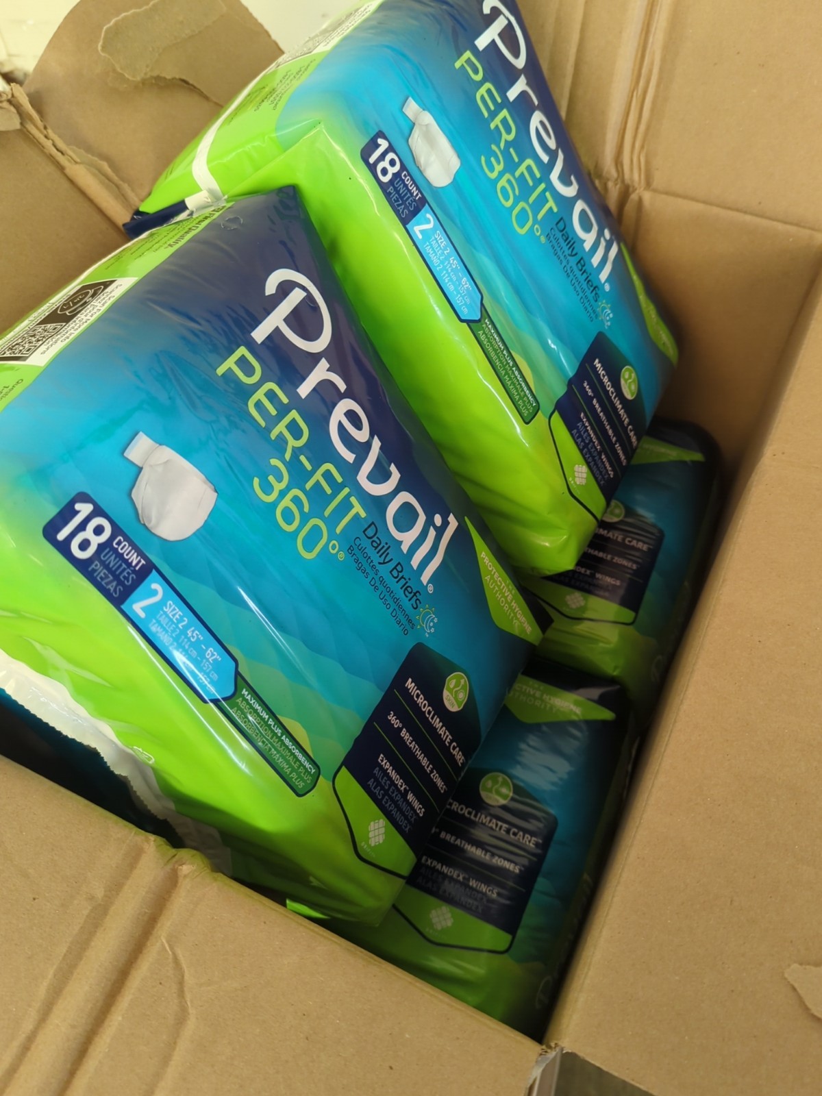 Prevail Per-Fit 360 Daily Brief Size 2, 45″-62″ – 18 Count, Max Plus Absorbency