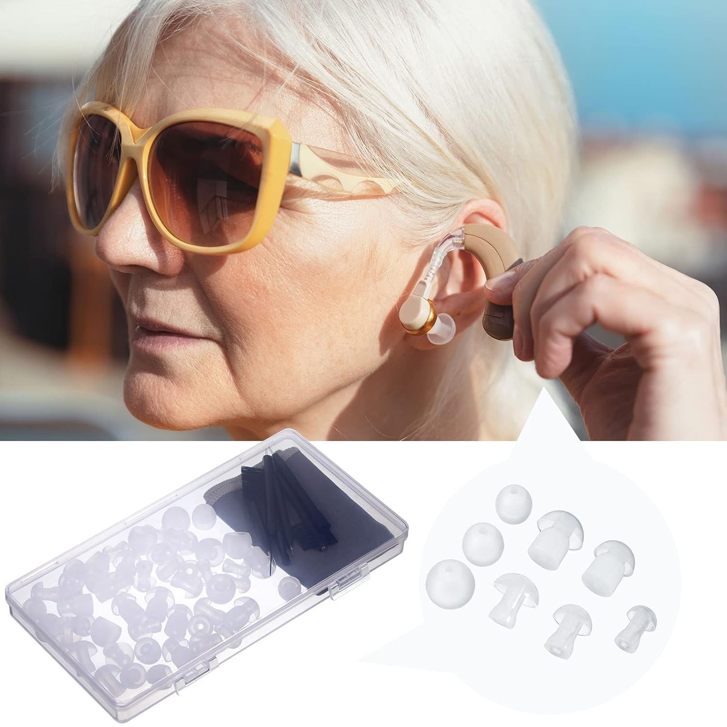 48-pc Hearing Aid Domes + Cleaning Accessories