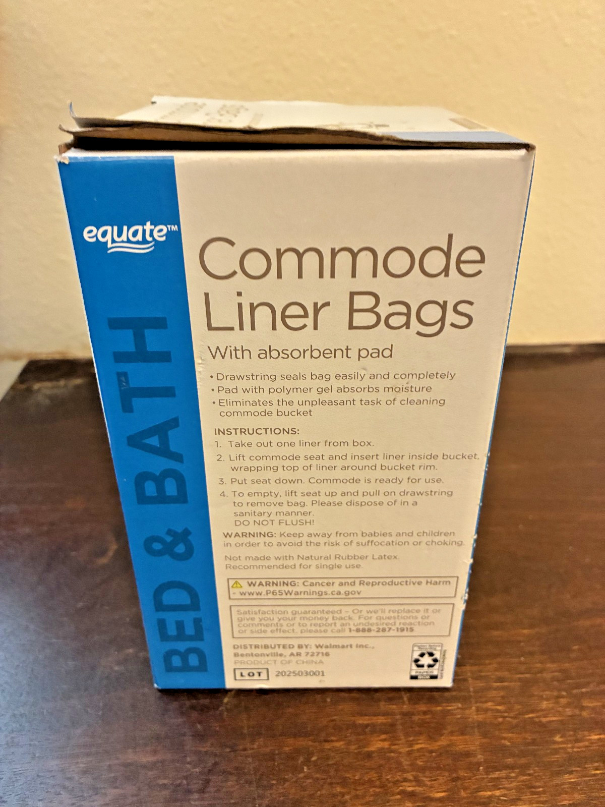 Commode Liner Bags w Absorbent Pad, Box of 24 Liners, Equate