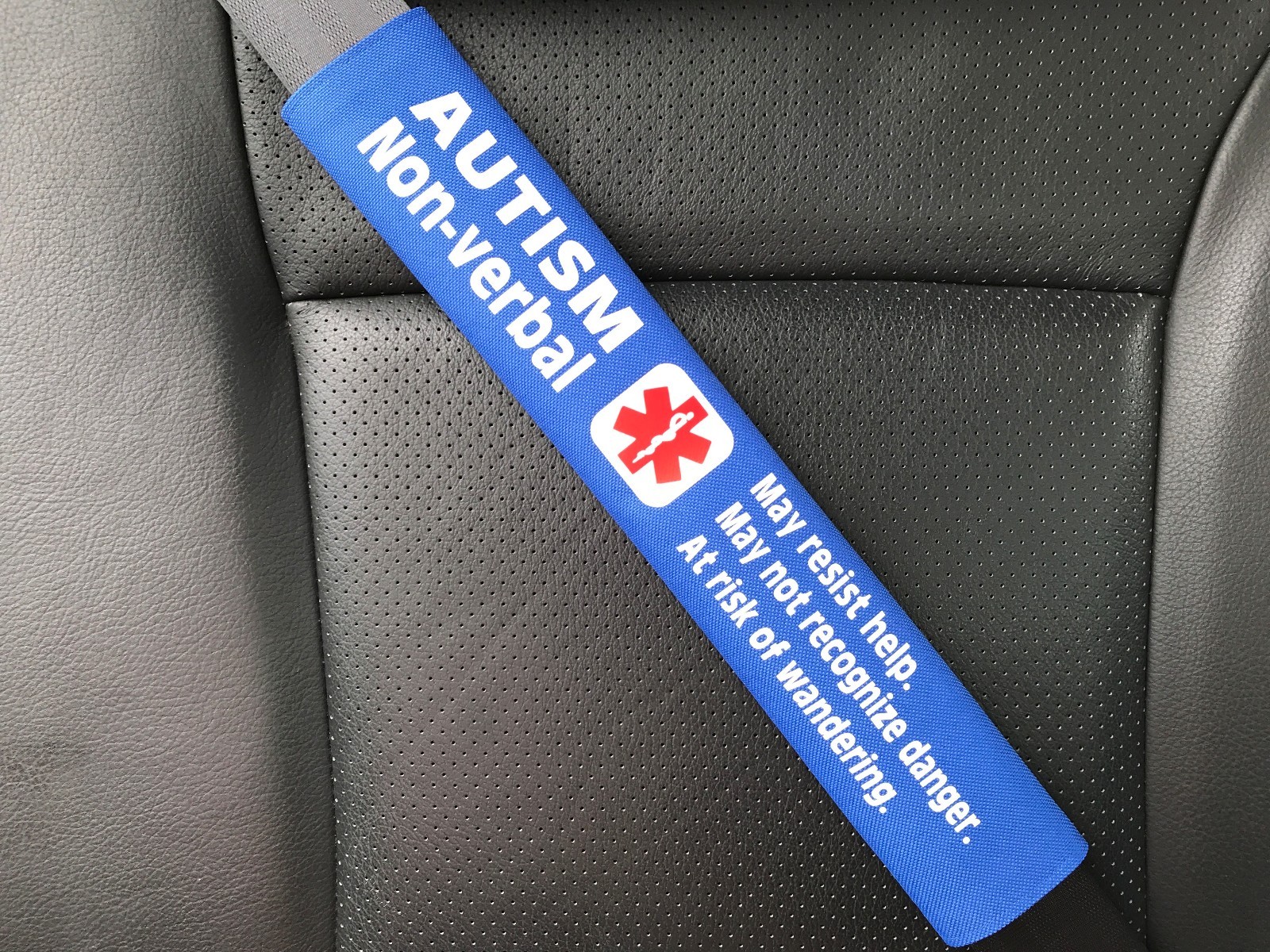 Autism Non-verbal Medical Alert Seat Belt Safety Cover