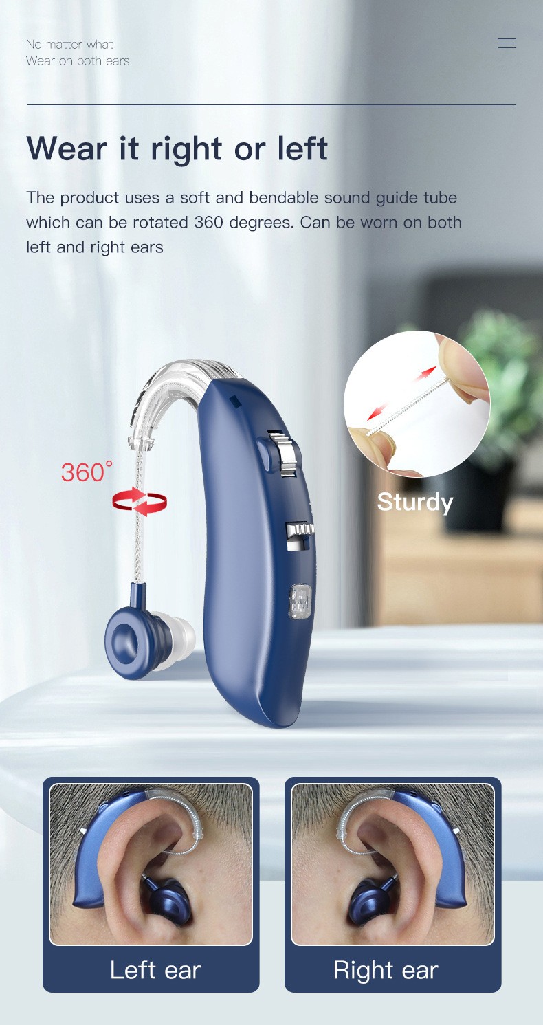 1 Pair Bluetooth Hearing Aid Rechargeable Invisible BTE Ear Aids Charger Dock