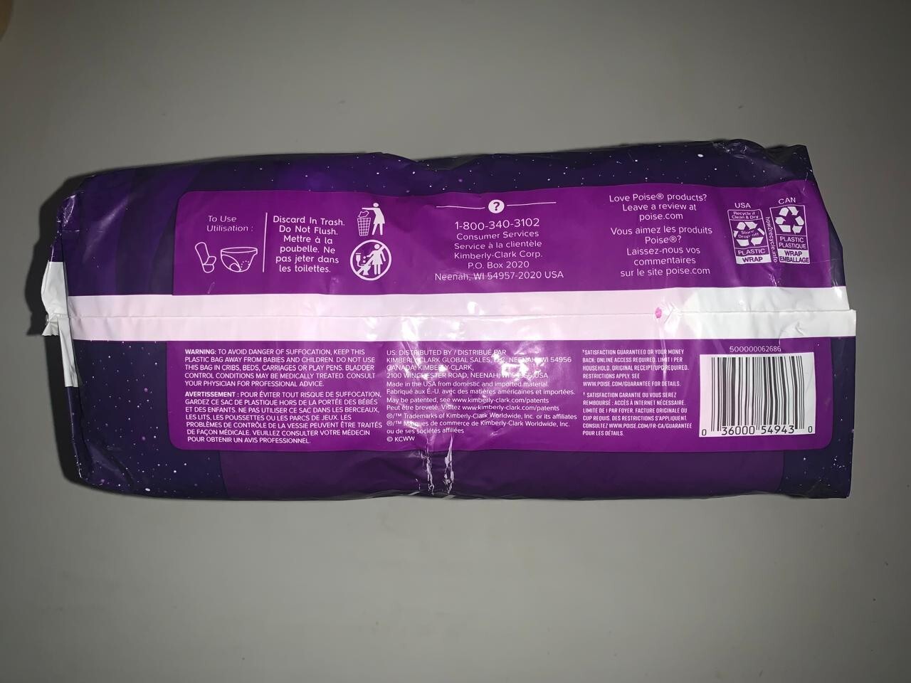 Poise Postpartum Incontinence Pads, One Size, Overnight Absorbency, 22 Count.