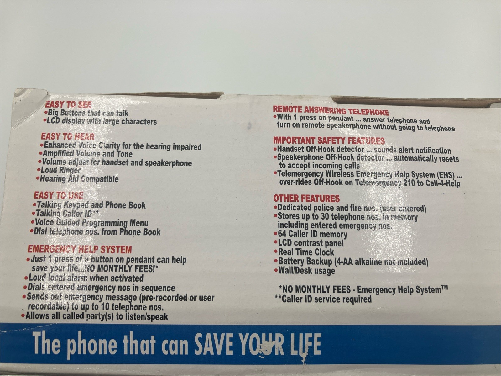 Telemergency 210 Emergency Help Landline Telephone With Remote