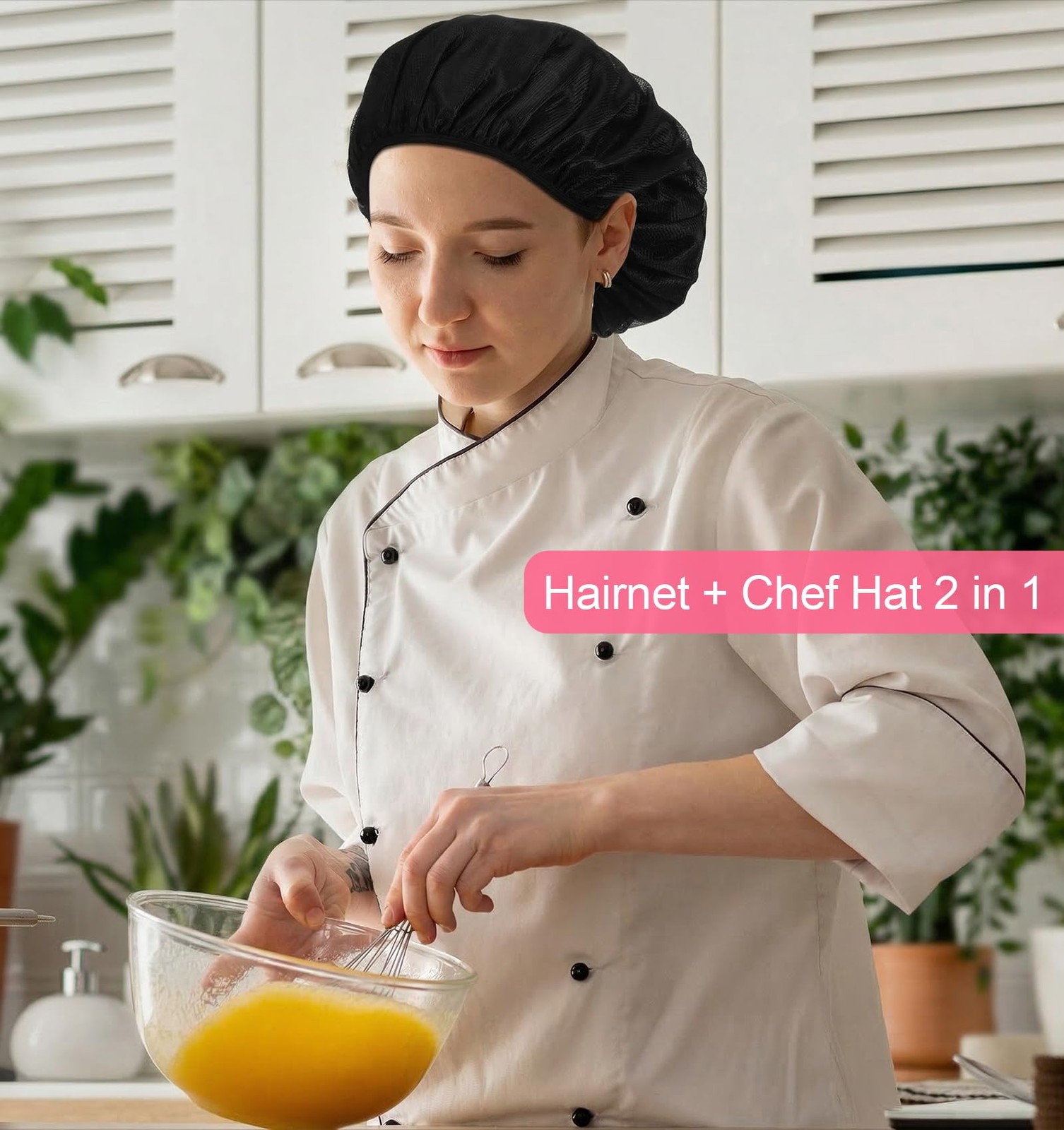 8Pcs Hair Net for Food , Cooking Hat Mesh Kitchen Cap Black