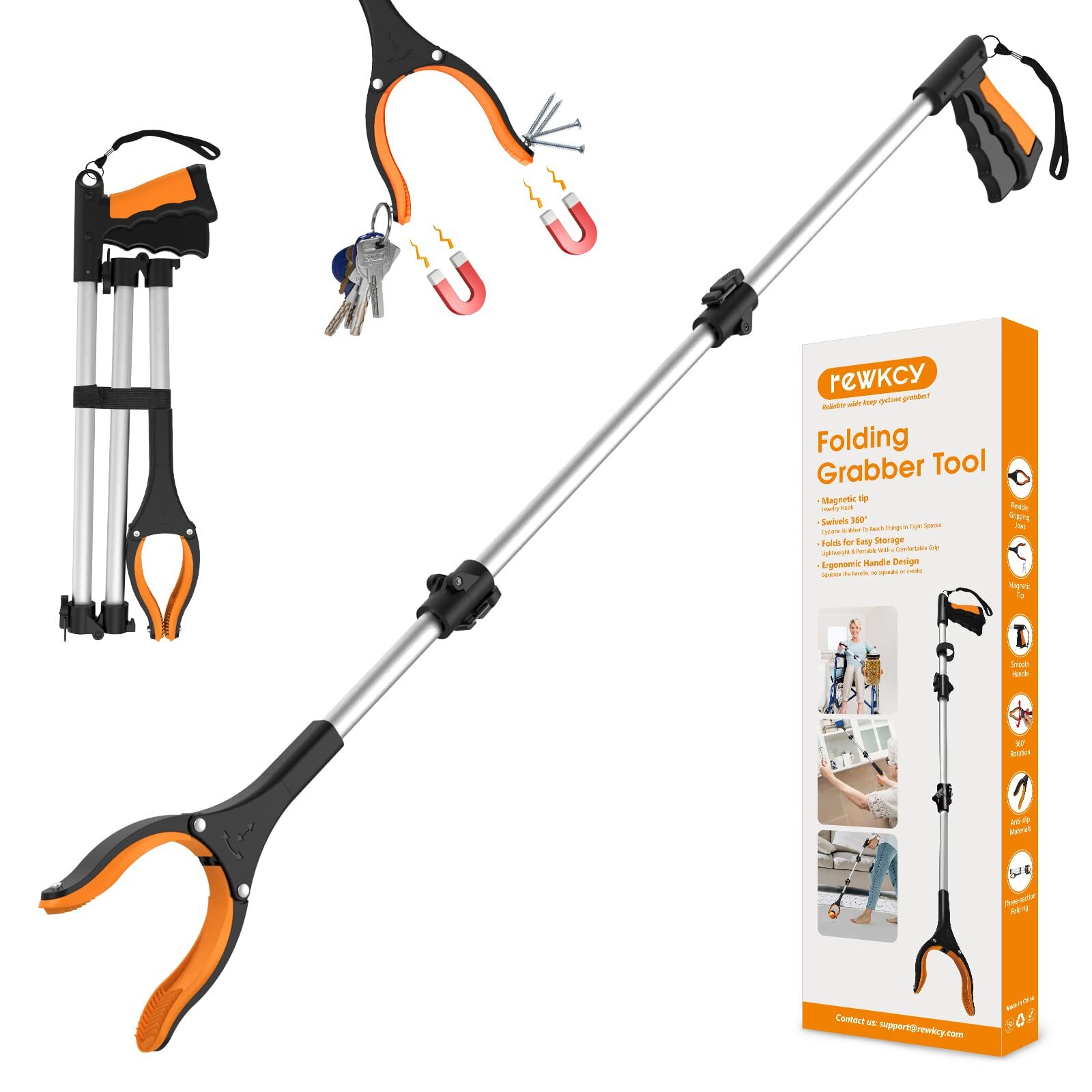 43″ Extra Long Grabber Tool Foldable Grabbers for Elderly Grab It Reaching To…