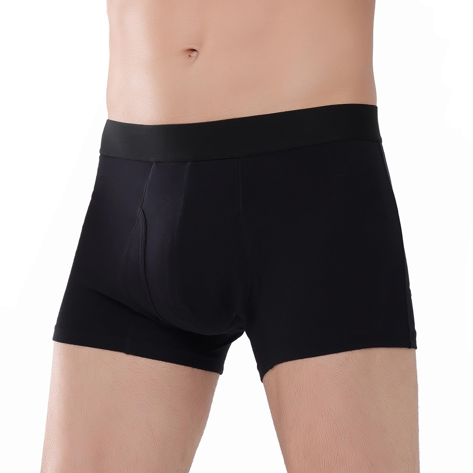 AIRCUTE Men’s Black Urine Incontinence Underwear Fly Front Opening Boxers Size M