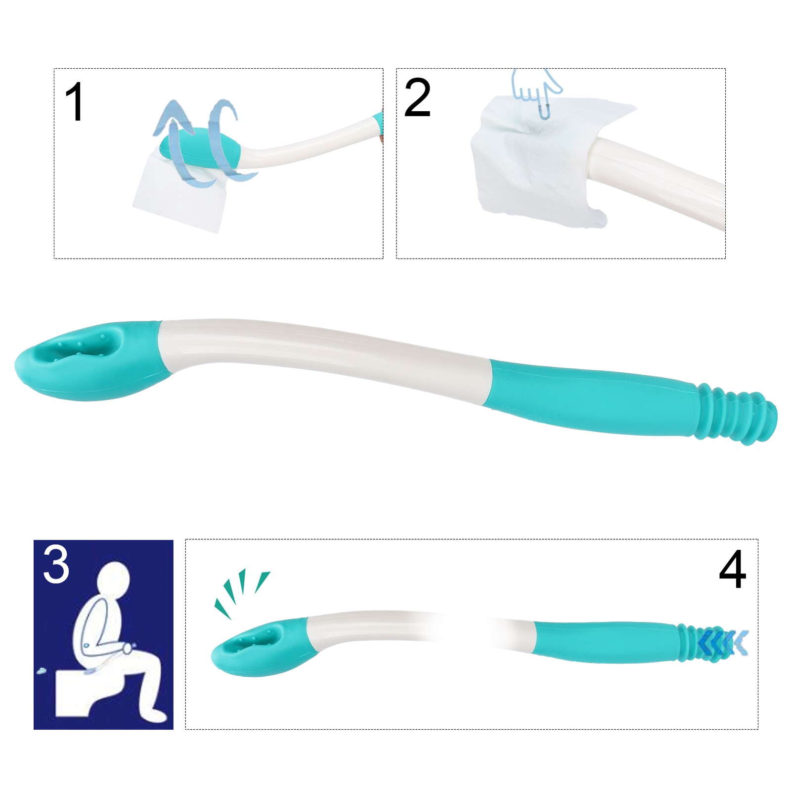 NEW Toilet Tissue Wiping Aid Silicone Comfort Limited Mobility Self Assist Wiper