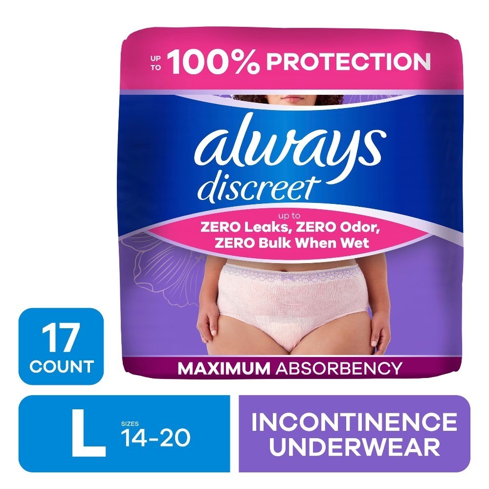 Large Incontinence Pads for Women Adult Diapers 17 Count Discreet Protection