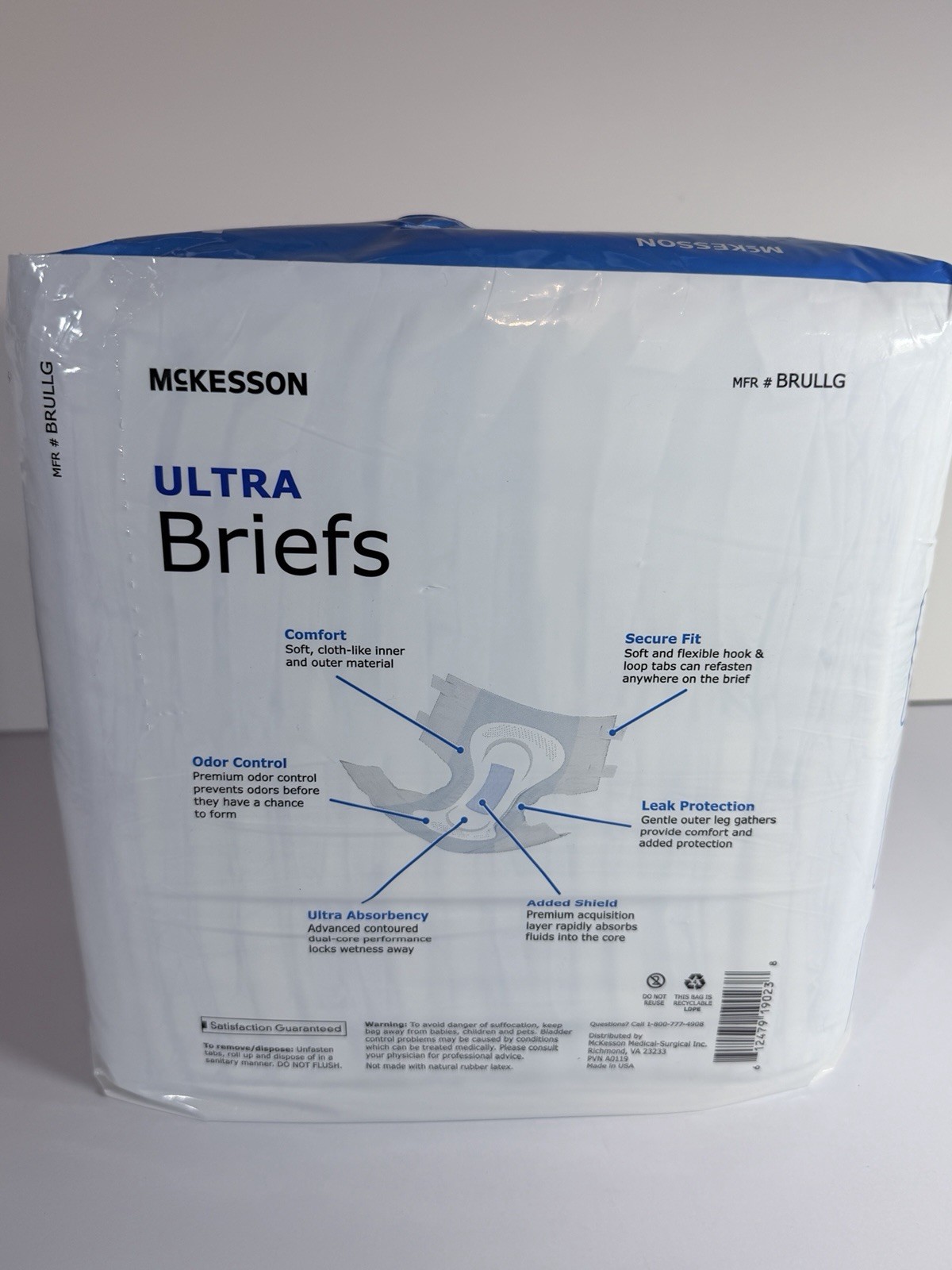 McKesson Adult Super Briefs Size Large Waist Size 44-58INCHES 18 Count, 1 Pack