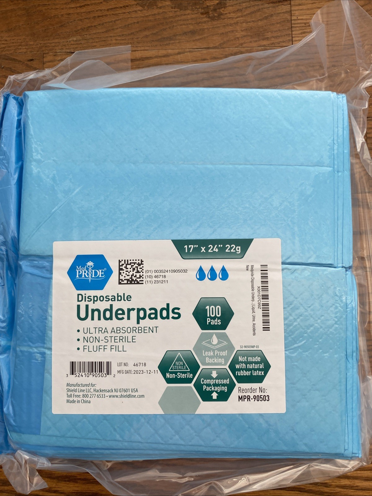 Medpride Disposable Underpads 17″x24″ 100-Pack Non-Sterile, Bed, Puppy Dog