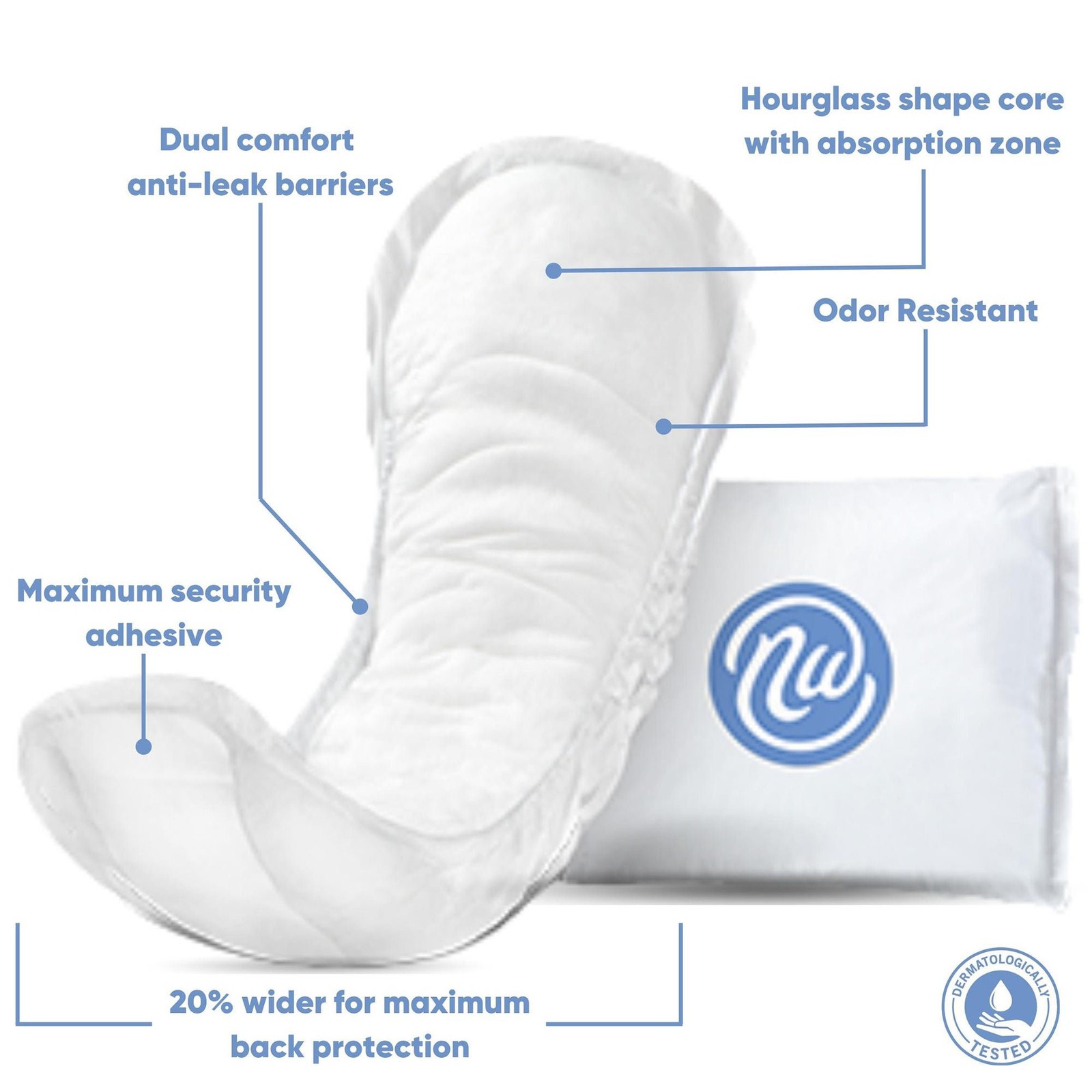 Nexwear Incontinent Pad 13-3/4 Inch Length Long Length 30 Ct