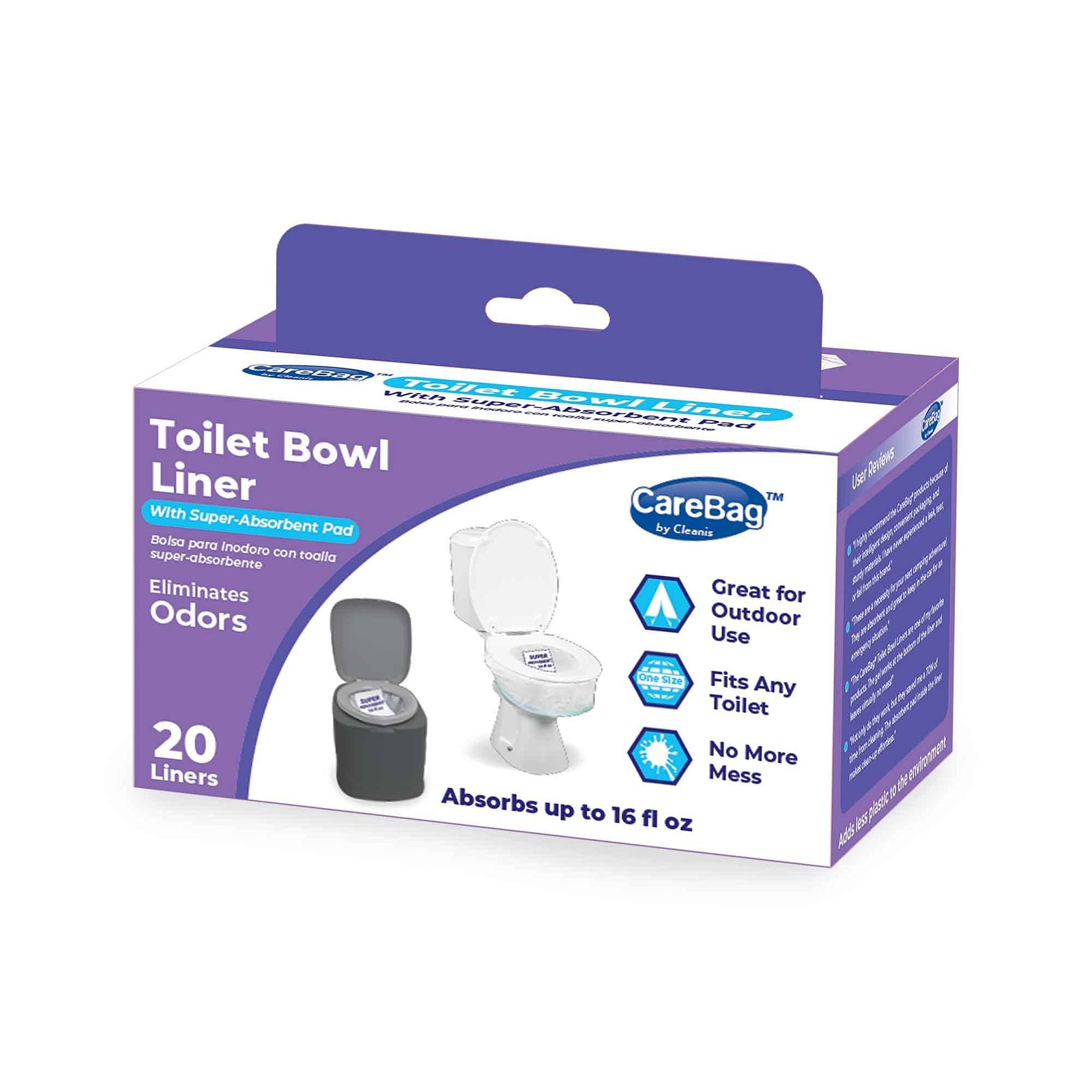 20 Count Anti Odor Toilet Bowl Liners with Absorbent Pads Universal Fit