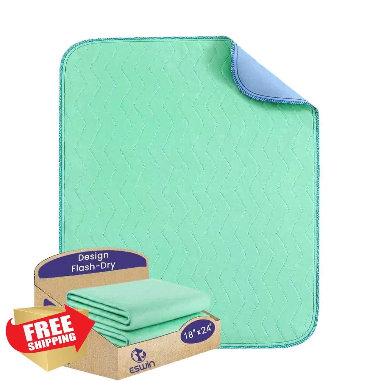 ESWIN Green 18×24 2pk Washable Underpads