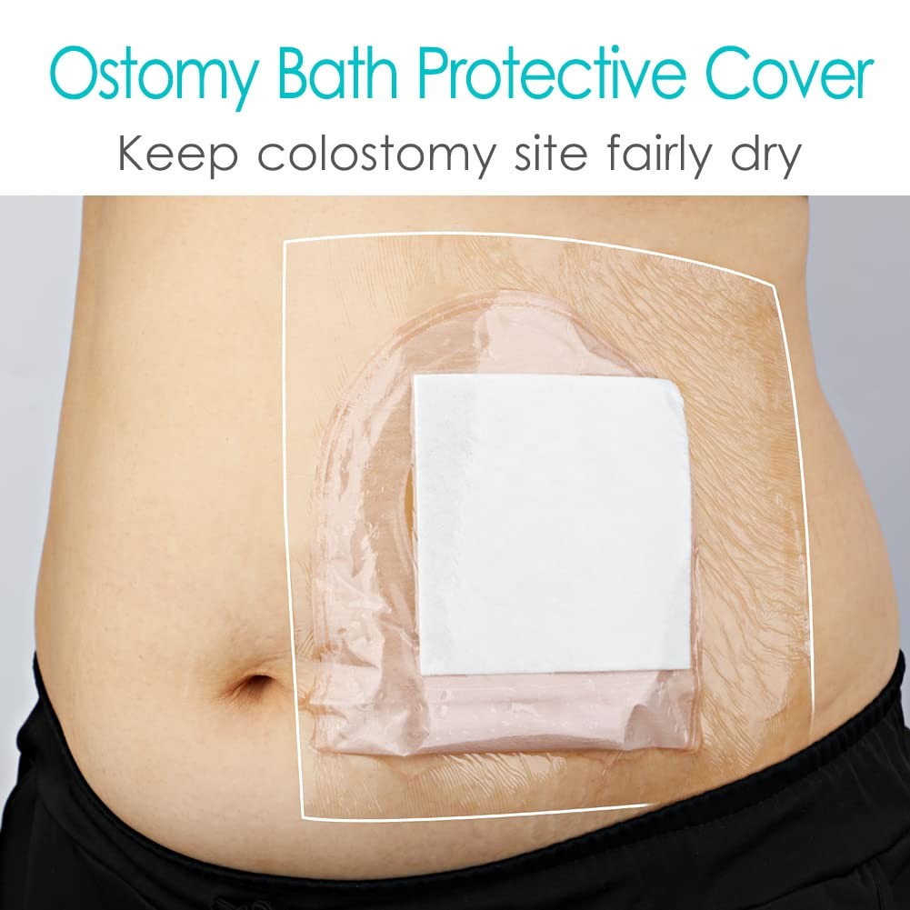 14 Pcs Waterproof Ostomy Bag Shower Cover 10″x12″, Stoma Bath Protector Shiel…