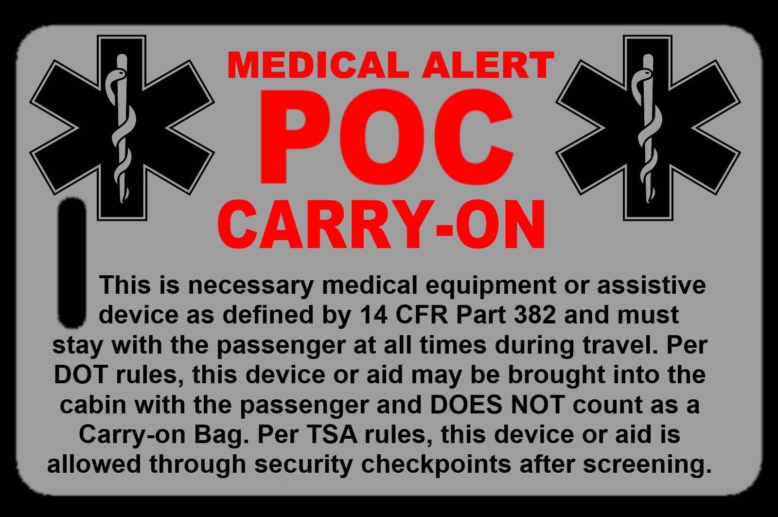 Lo-Viz Gray Carry-On POC Bag Tag