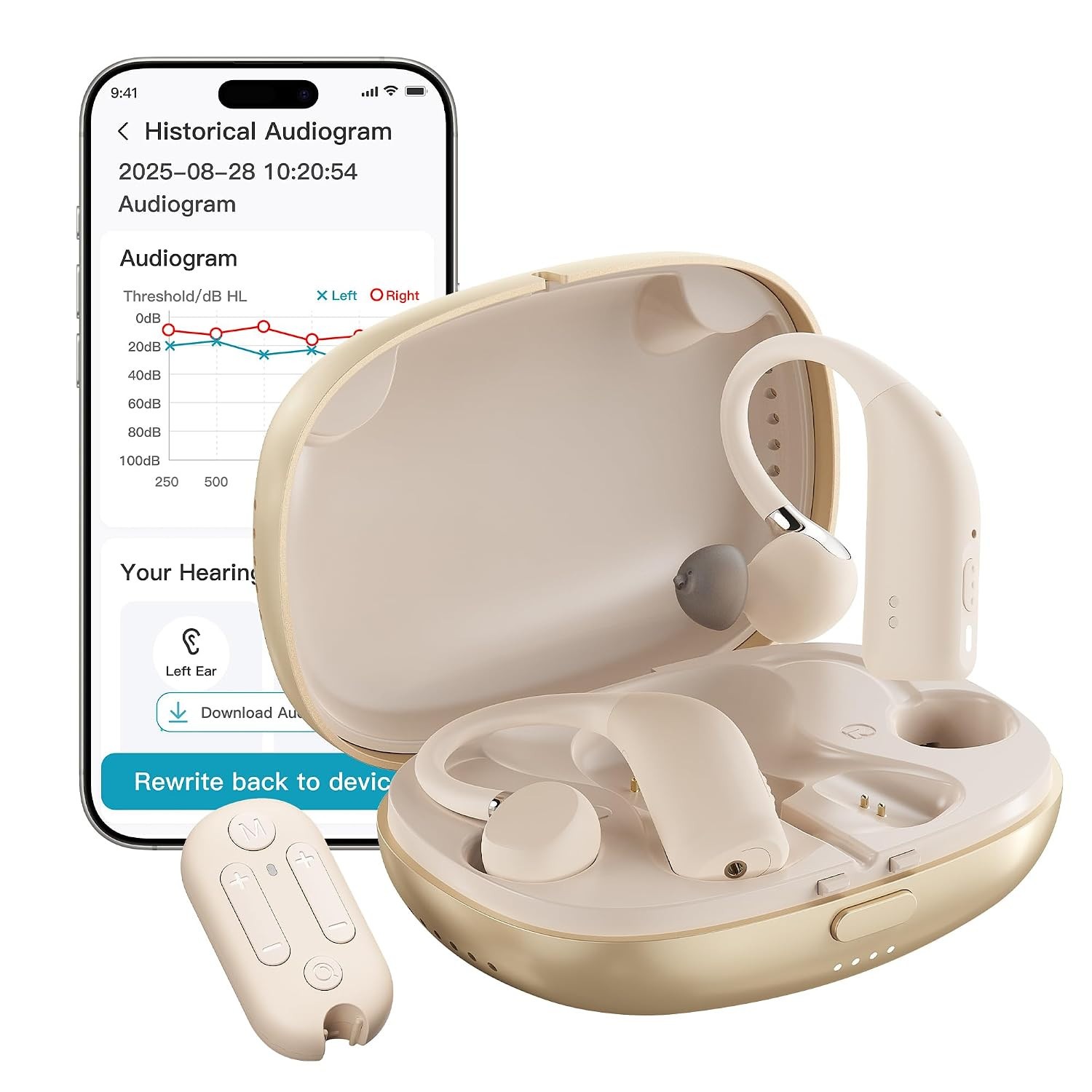 FLYSOUND H9 Nature Pro Bluetooth OTC Hearing Aids, 55dB Gain, AI Noise Reduction