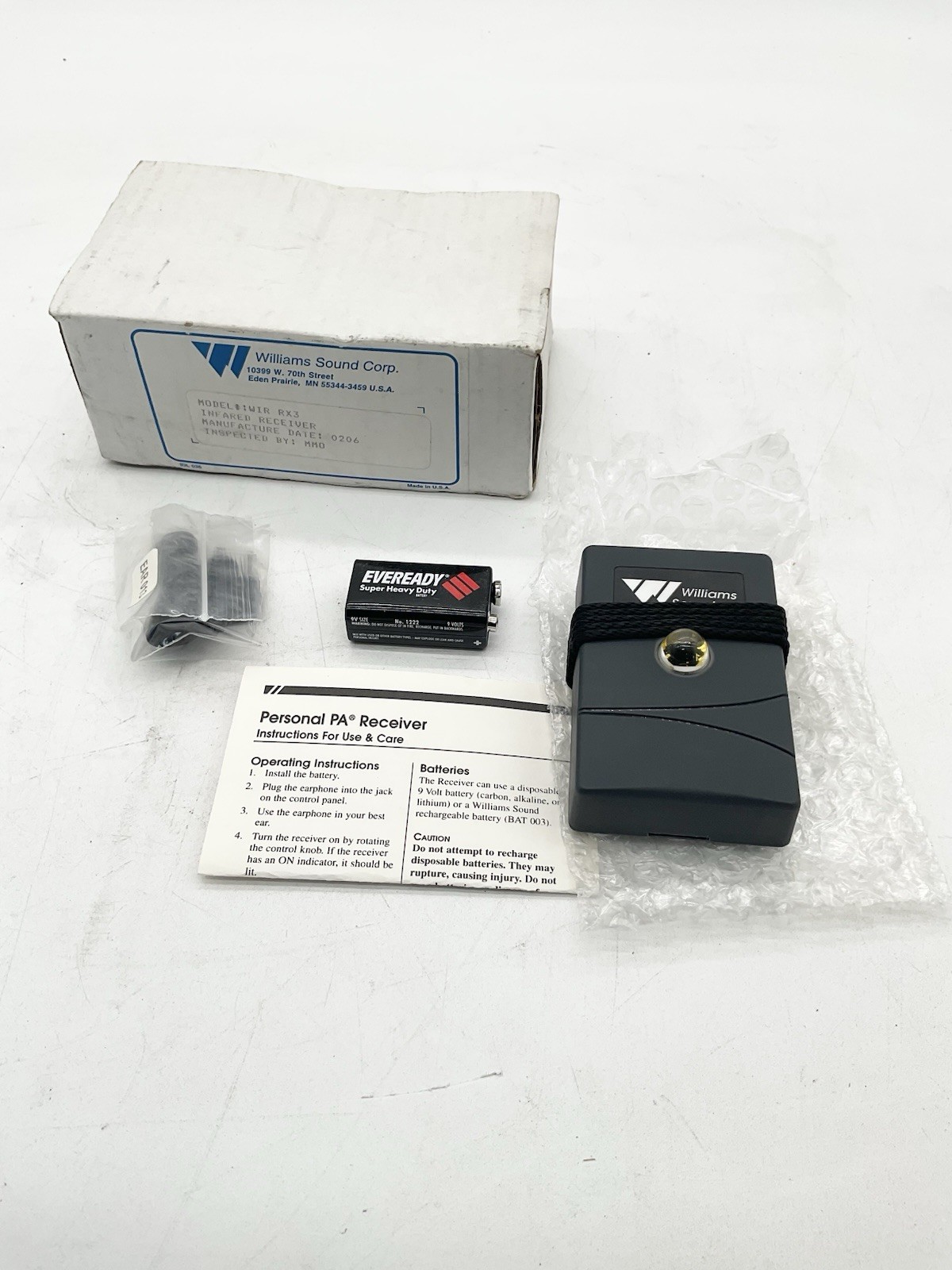 Vintage Williams Sound WIR RX3 Sound Plus Infrared NOS~made In The USA!!S1