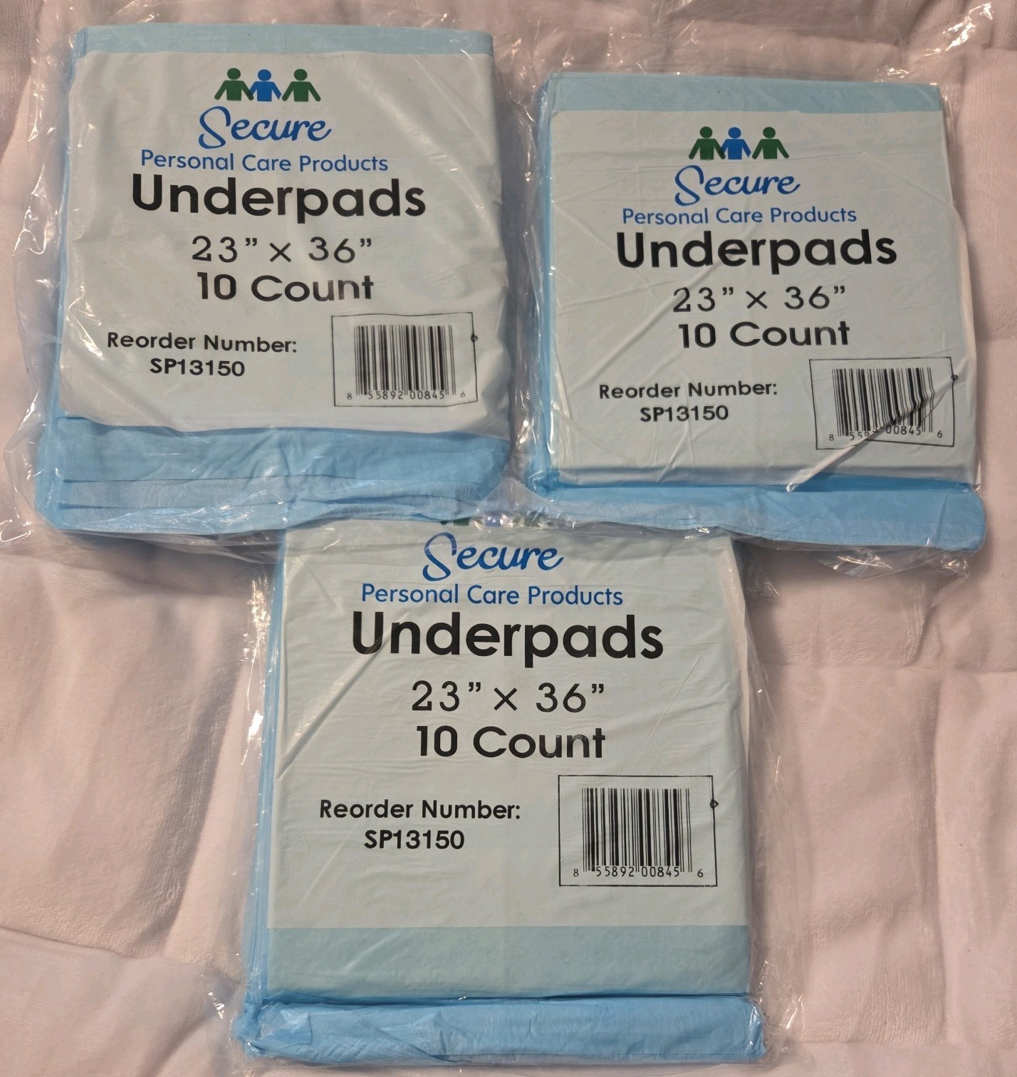 Secure Underpads 23×36 Disposable Pads 10 Ct Incontinence Chux NEW Blue 3 Packs