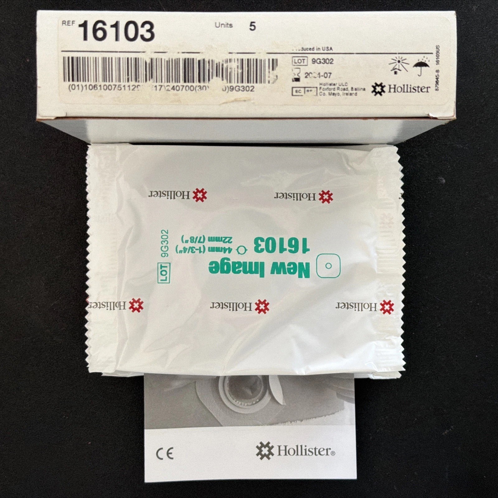 1bx/ 5 Hollister New Image Flat CeraPlus Skin Barrier #16103